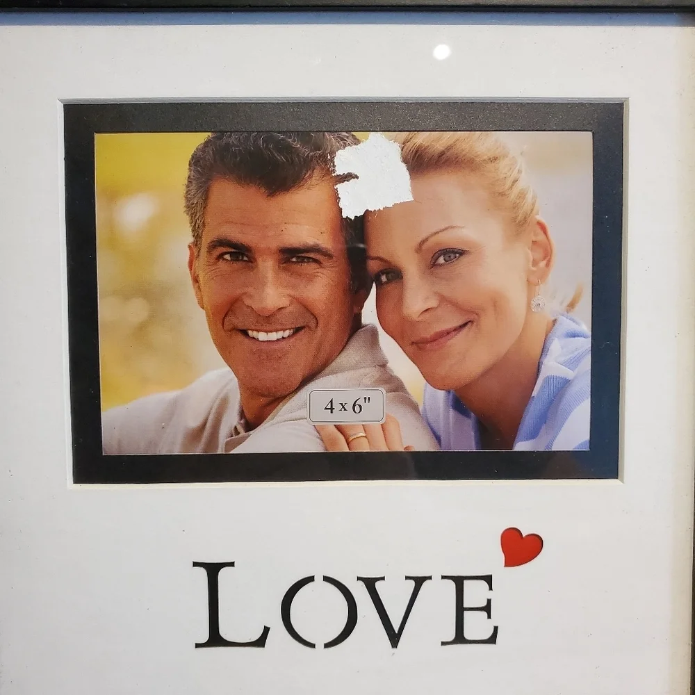 6x4 Picture Frame Love Heart Mat White Black Classic Neutral Romantic Table Top